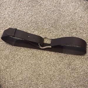 Brown Leather Belt with Gold Buckle